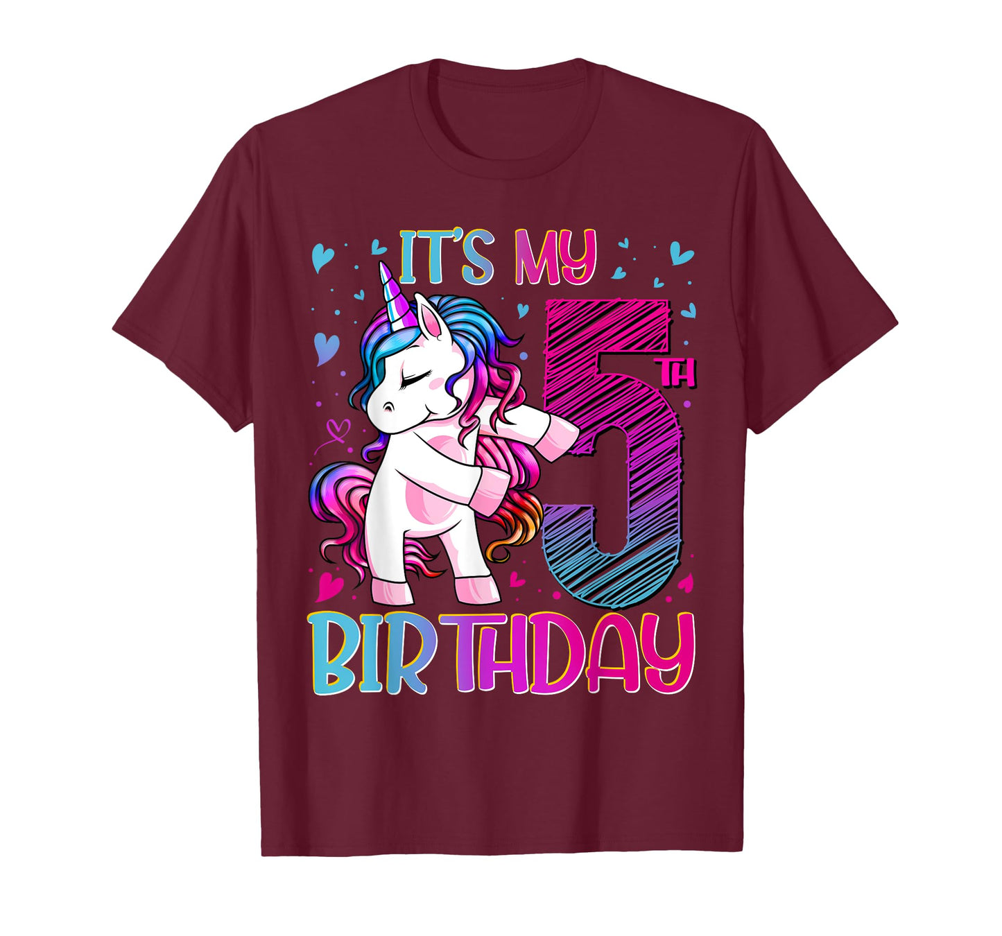 5 Year Old Gifts Unicorn Flossing 5th Birthday Girl Party T-Shirt