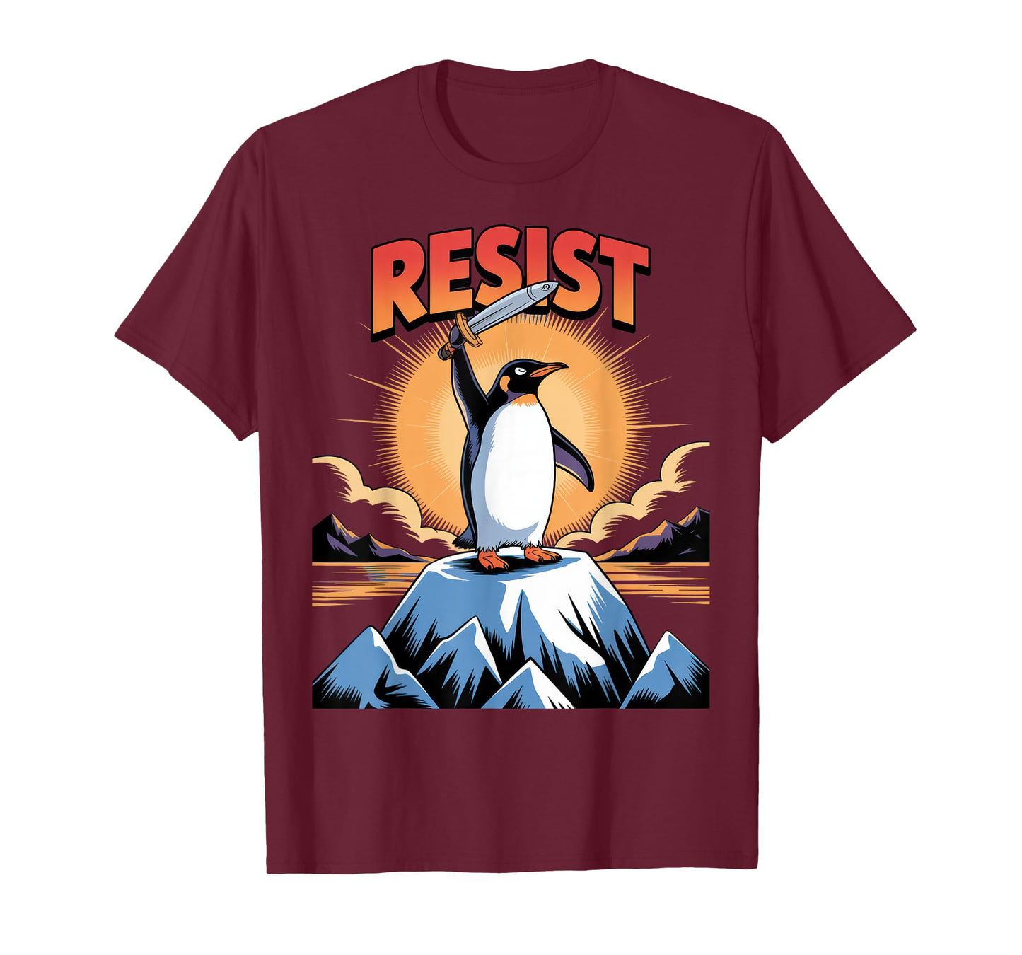 Penguins Protest Against Tariffs Funny Penguin Tariff T-Shirt