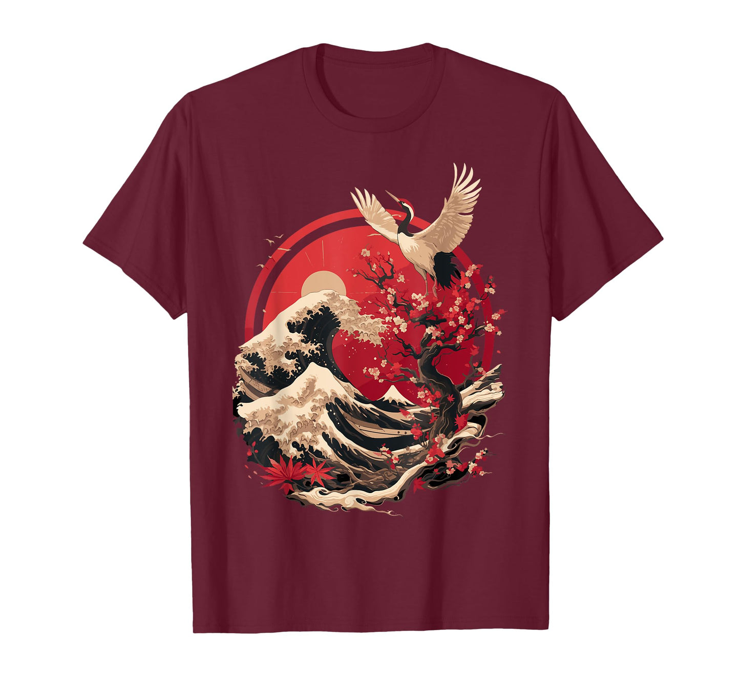 Japanese Crane Japan Cherry Blossom T-Shirt