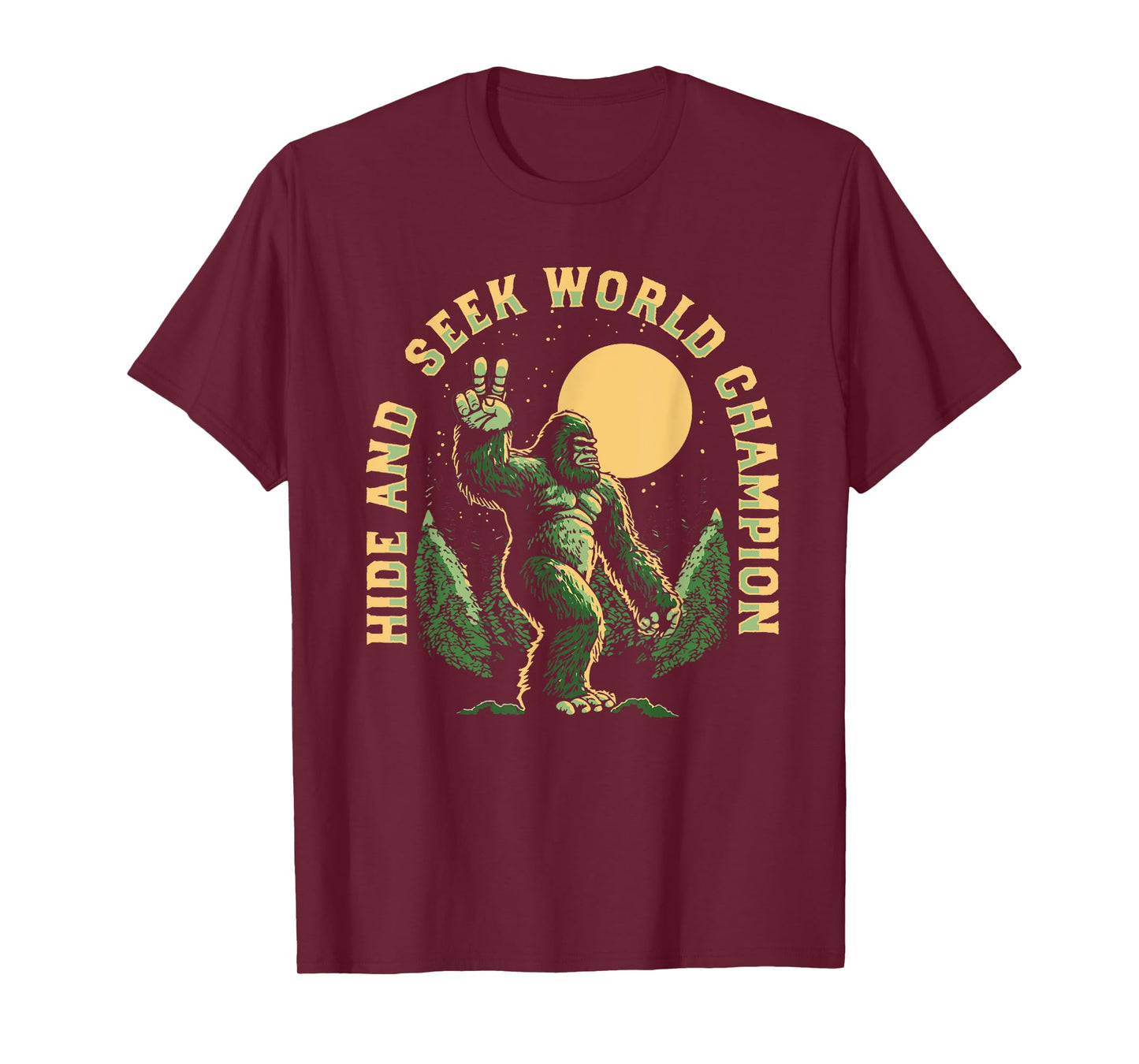 Vintage Hide And Seek World Champion Funny Retro Bigfoot T-Shirt