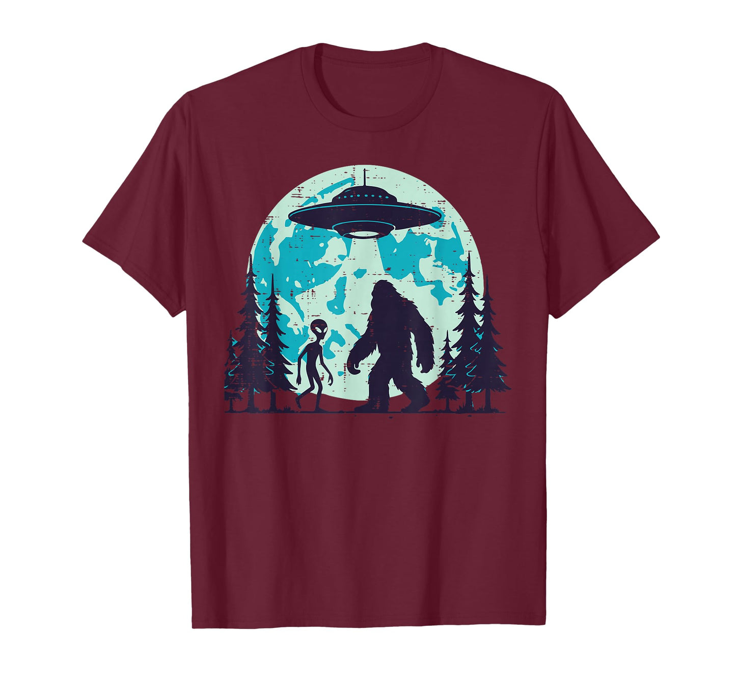 Bigfoot Alien Ufo Abduction Funny Sasquatch Men Women Kids T-Shirt