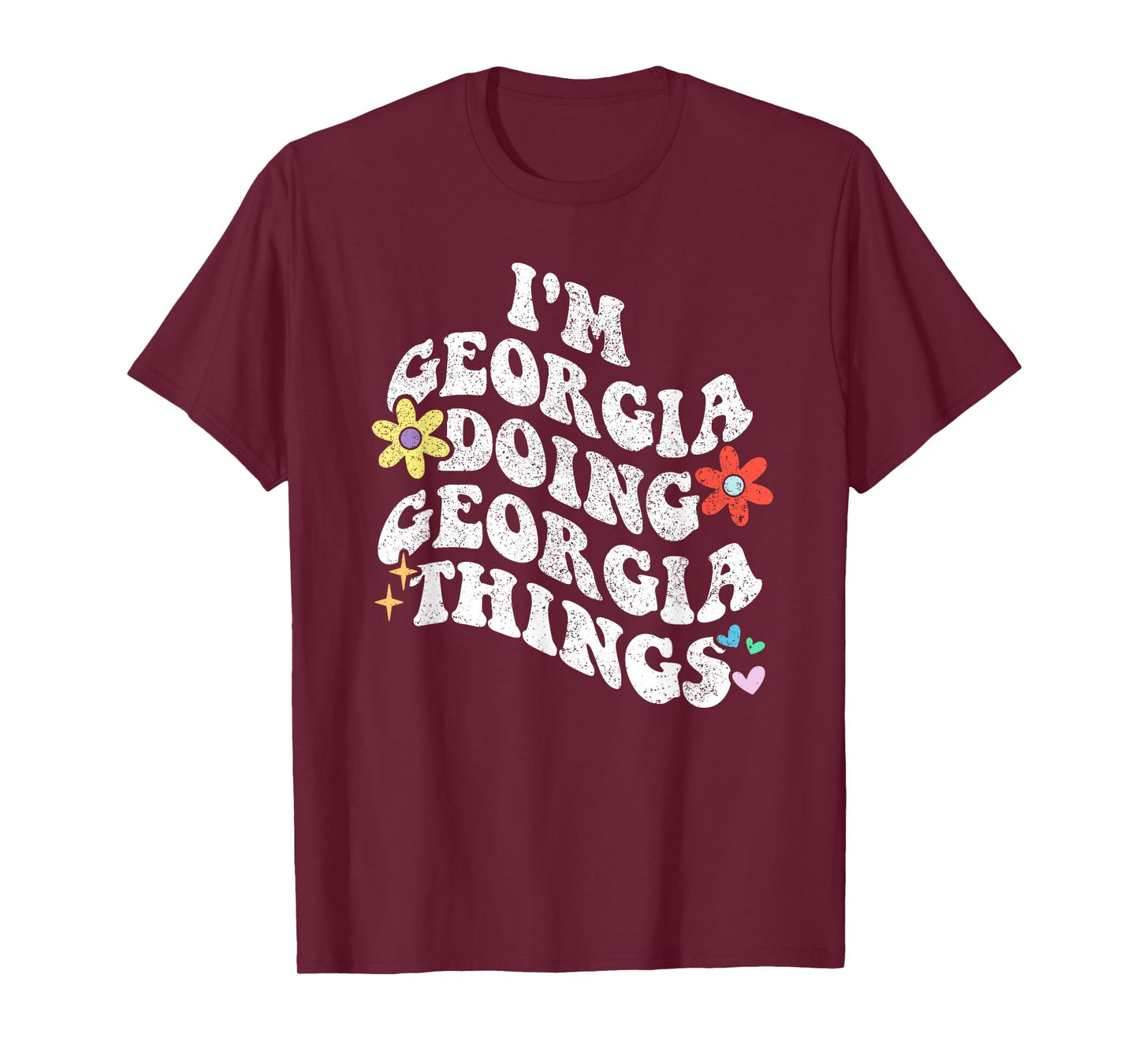 Personalized Name Mothers Day outfit For Women Retro Groovy Im GEORGIA Doing GEORGIA Things Funny Mother's T-Shirt