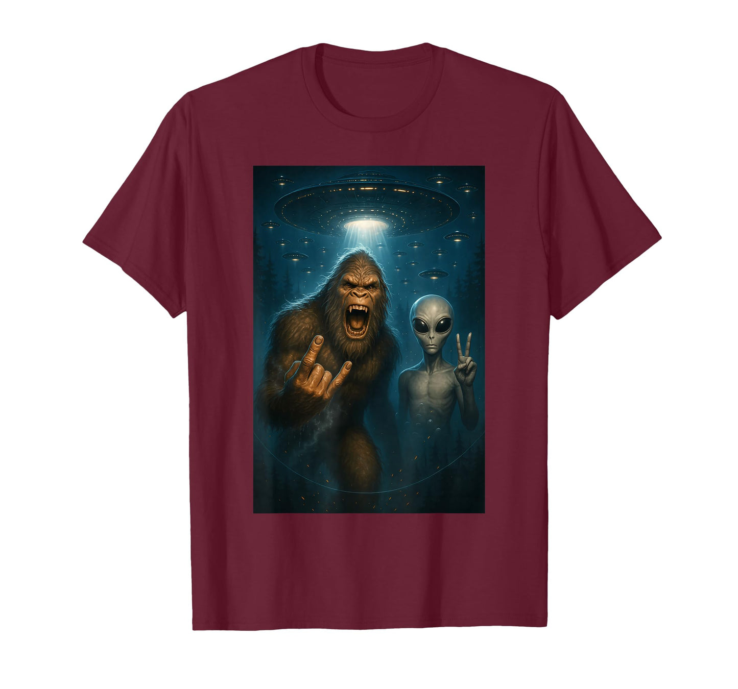 Bigfoot Alien UFO T-Shirt