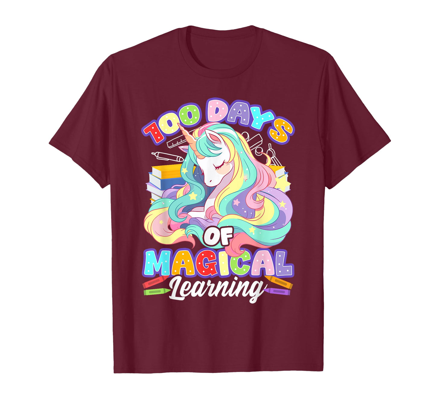 100 Days of School Unicorn Girls 100 Magical Days Girls T-Shirt
