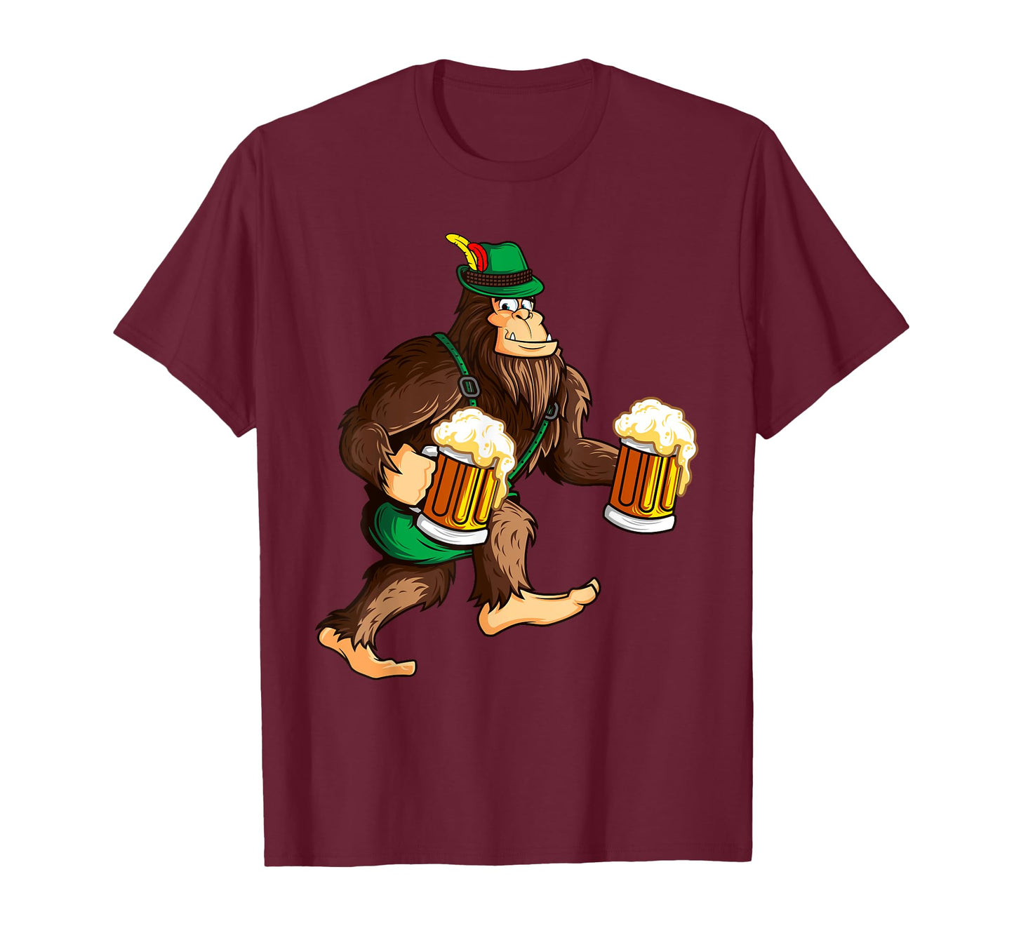 Funny Bigfoot Lederhosen Prost Beer Mug Beerfest Oktoberfest T-Shirt