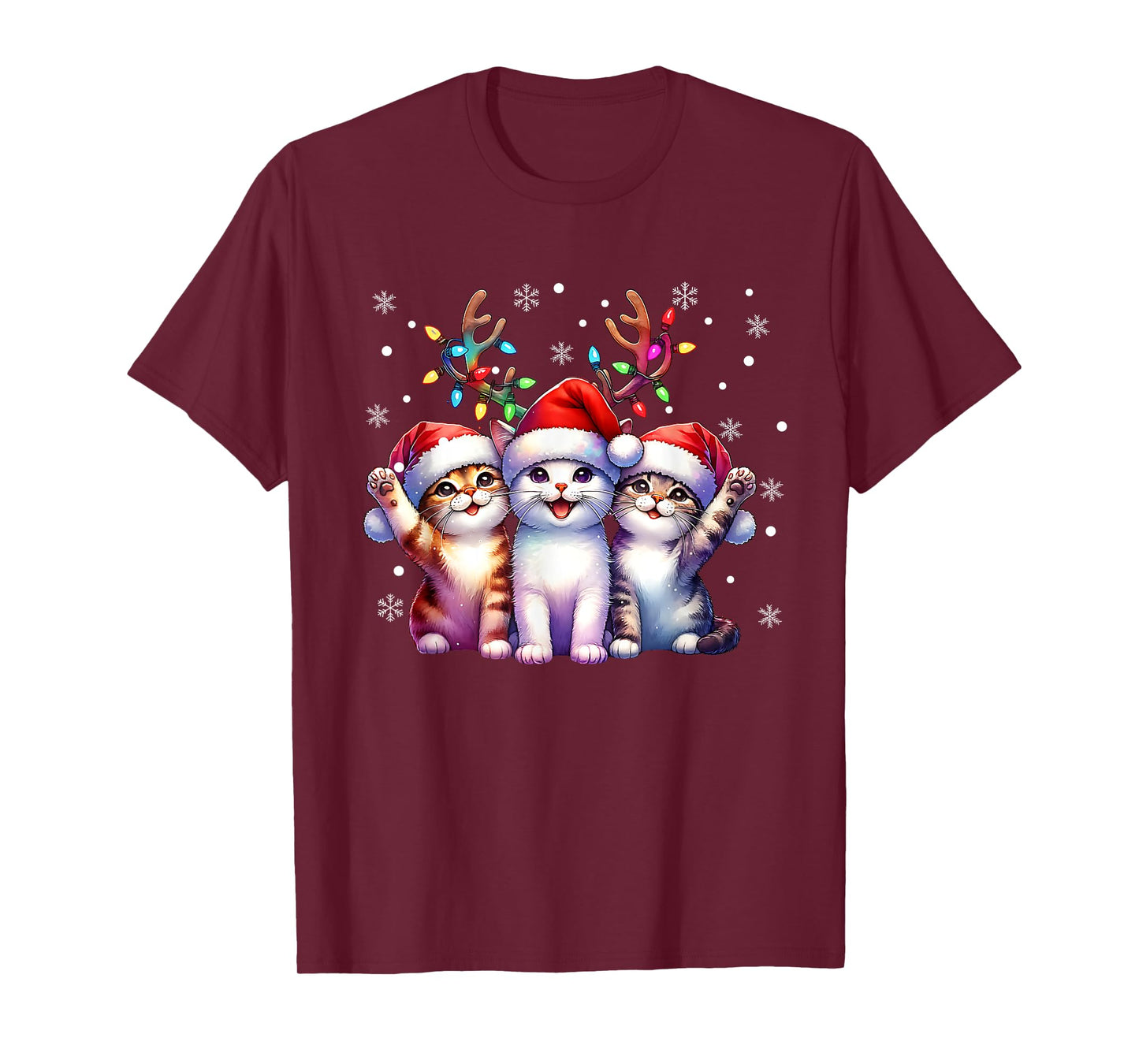 Christmas Cat Santa Reindeer Cat Lover Christmas Cats T-Shirt