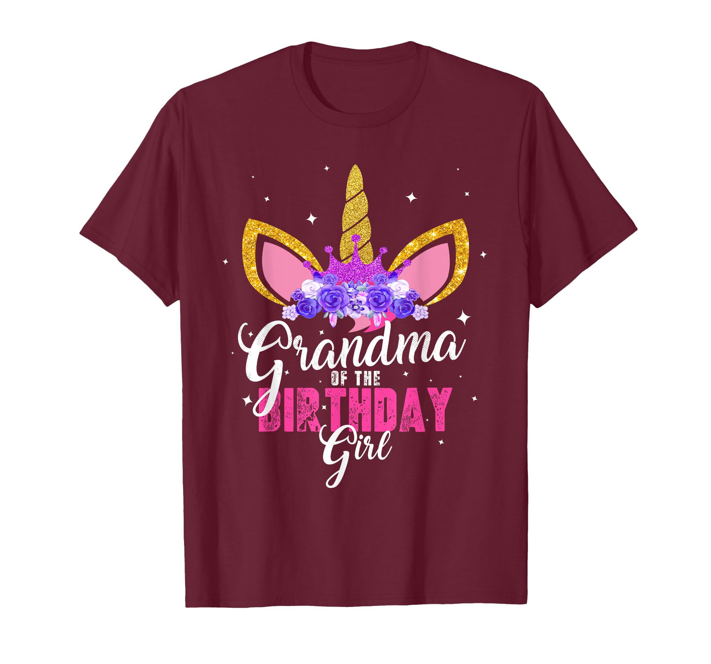 Grandma Of The Birthday Girl Unicorn Princess Grandmother T-Shirt