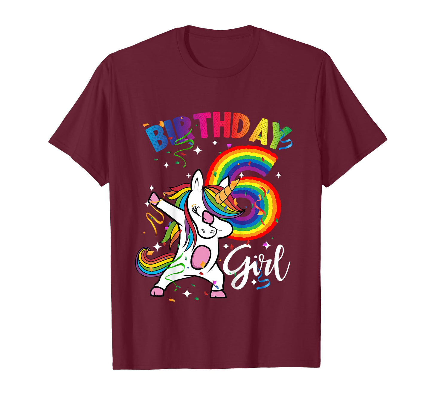 Dabbing Unicorn 6 Year Old 6th Birthday Party Girl Shirt Gif T-Shirt