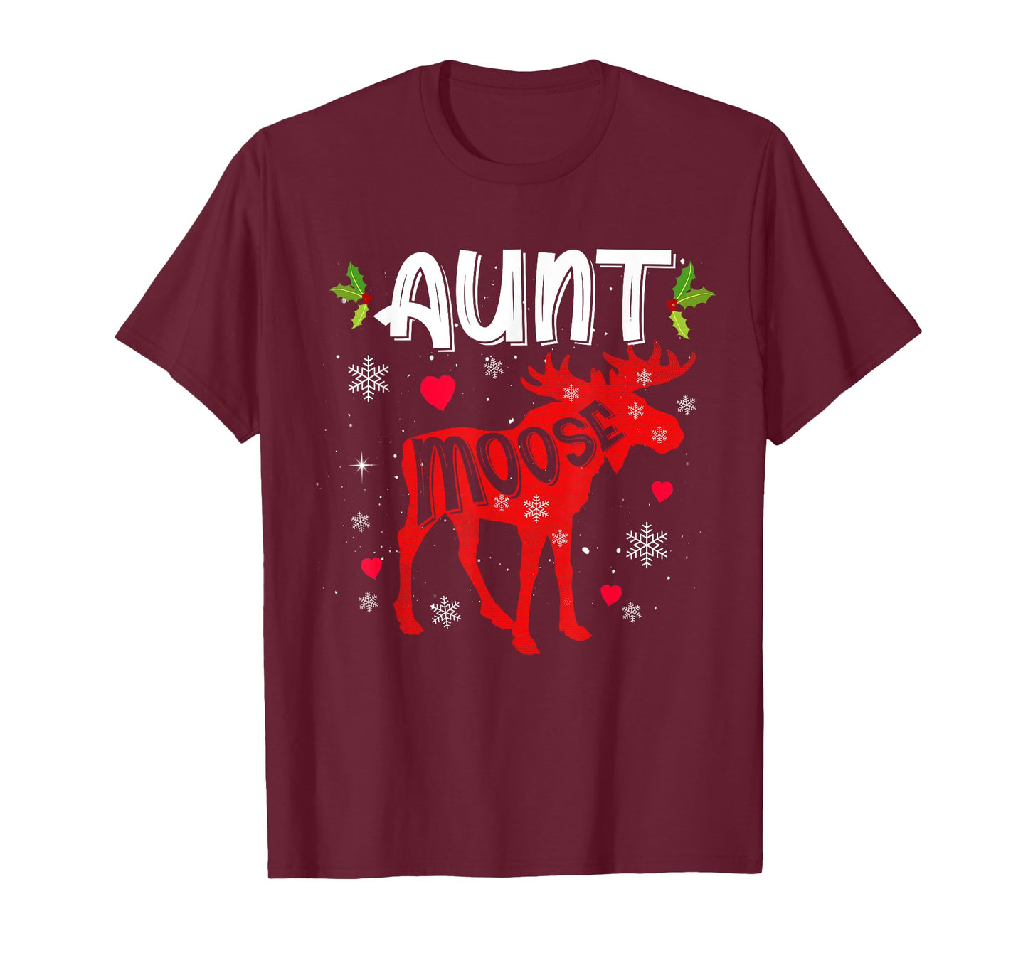 Aunt Moose Heart Christmas Family Matching Xmas Pajamas T-Shirt