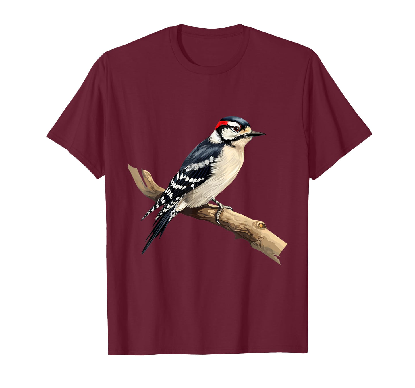 I Like Birds Apparel Downy Woodpecker Bird Lover T-Shirt - Unisex-Adults, Kids - Black - Short Sleeve - Classic Fit - Medium - US Size 6