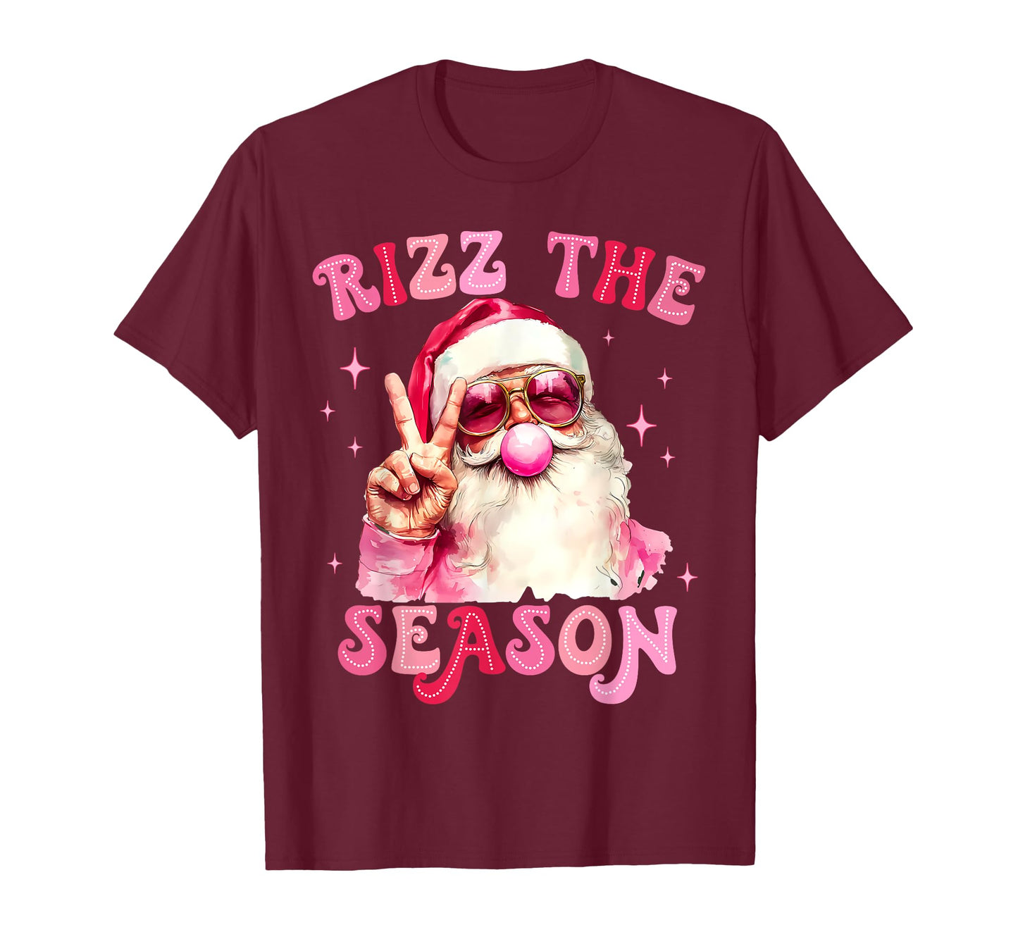 Rizz The Season Santa Pink Bubble Gum Rizzmas Christmas Kids T-Shirt