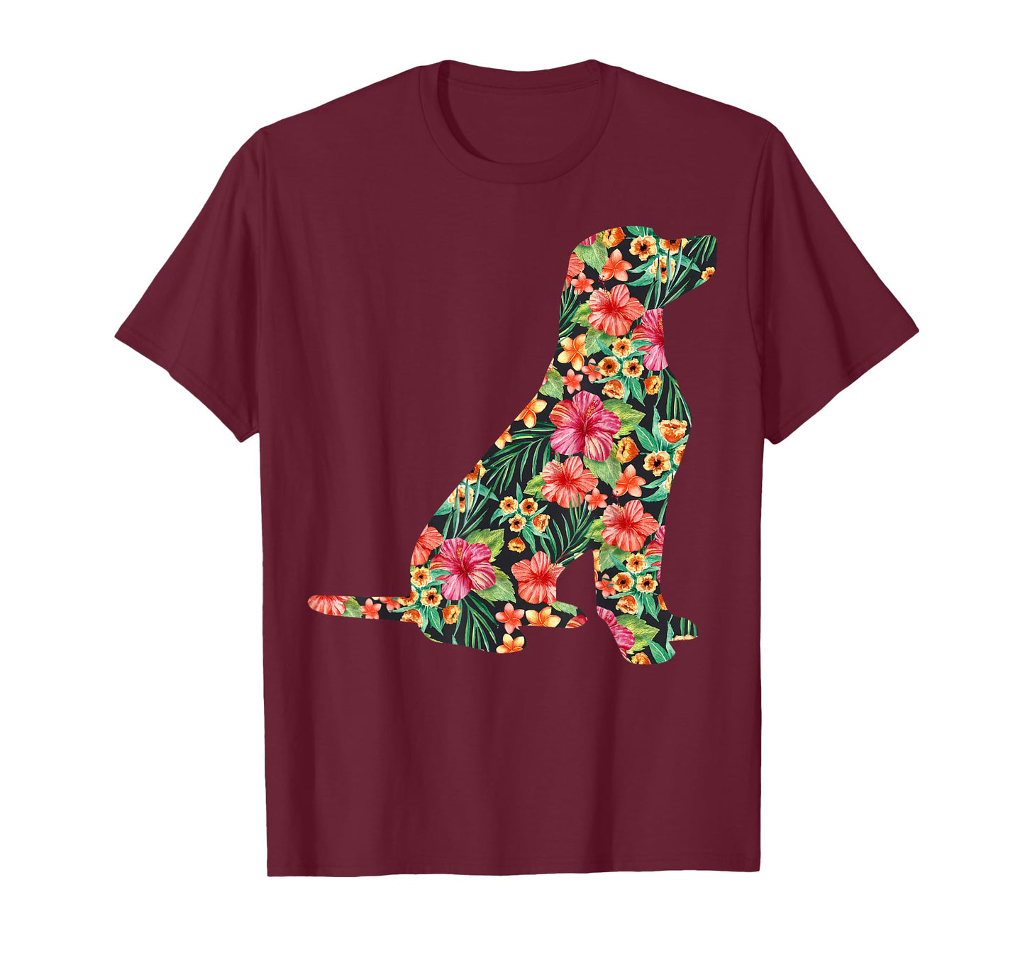 Labrador Flower Funny Dog Silhouette Floral Gifts Women Men T-Shirt