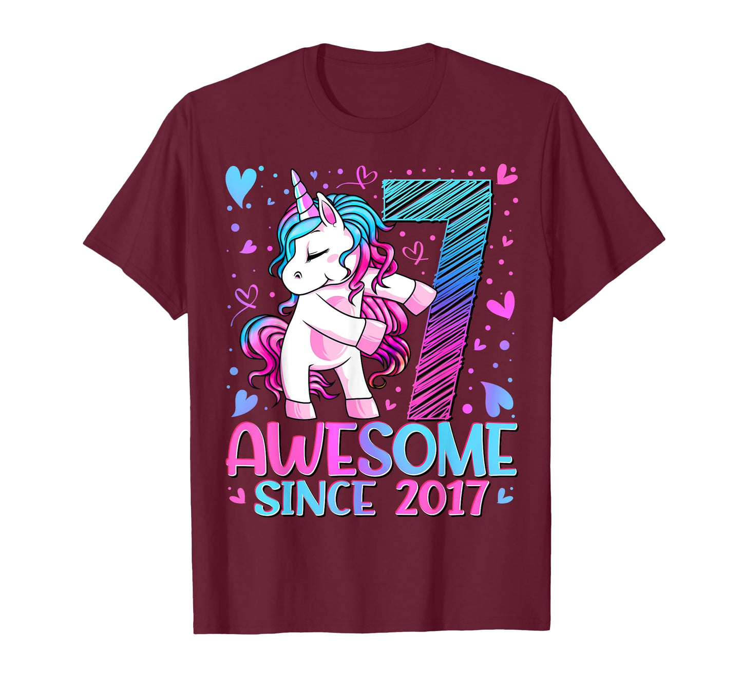7 Years Old Flossing Unicorn Gifts 7th Birthday Girl Party T-Shirt
