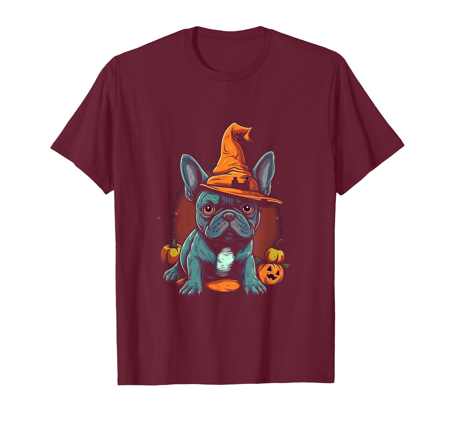 French Bulldog Witch Hat Halloween Costume Dog Lover Puppy T-Shirt for Men Women Kids