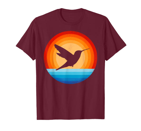 Hummingbird Retro Vintage 70s Sunset Bird Lovers Men Women T-Shirt
