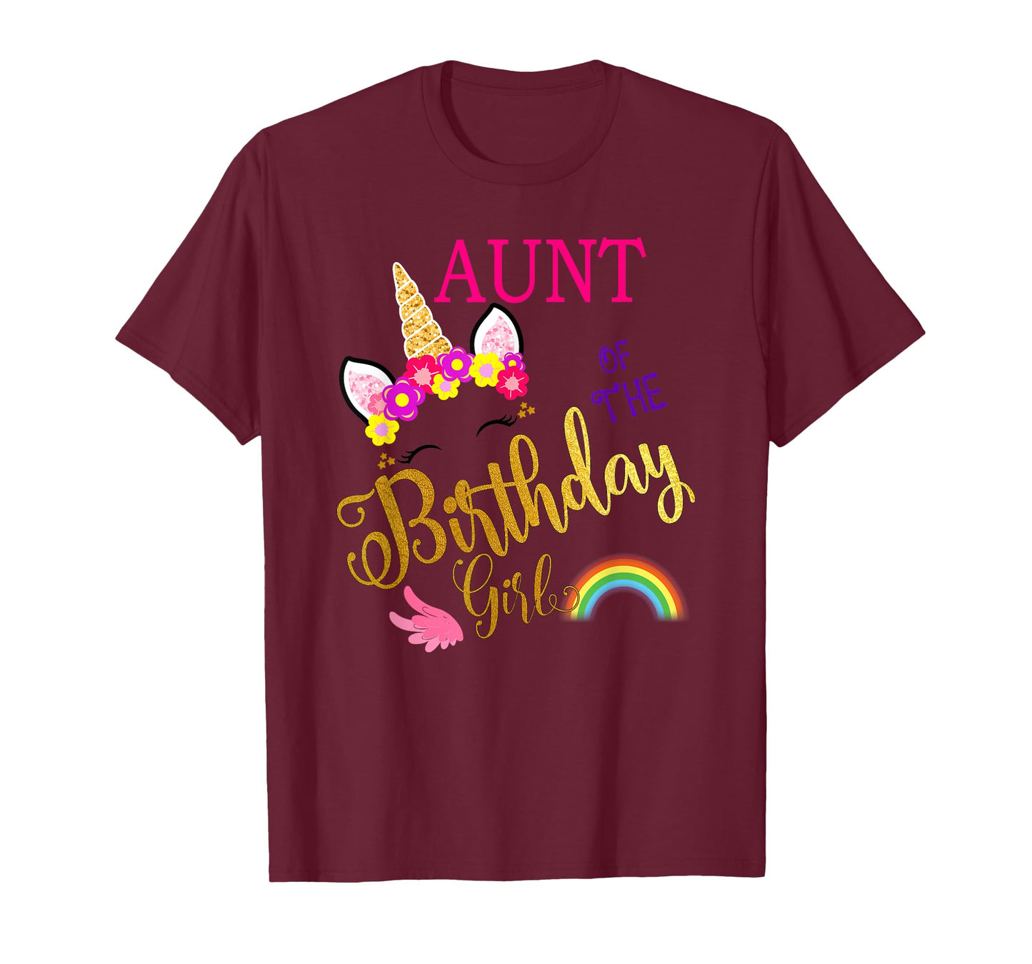 Aunt of The Birthday for Girl Auntie Unicorn First Birthday T-Shirt
