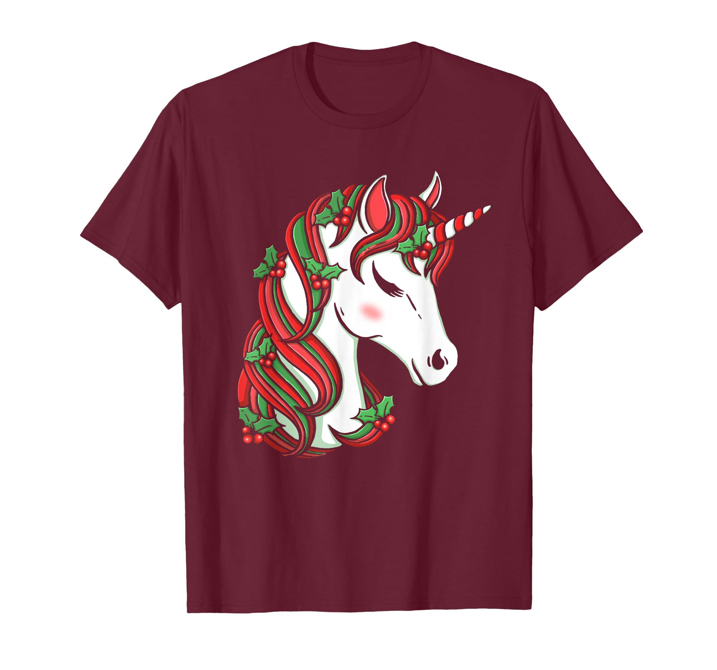 Cute Candy Cane Unicorn Christmas Matching Top T-Shirt