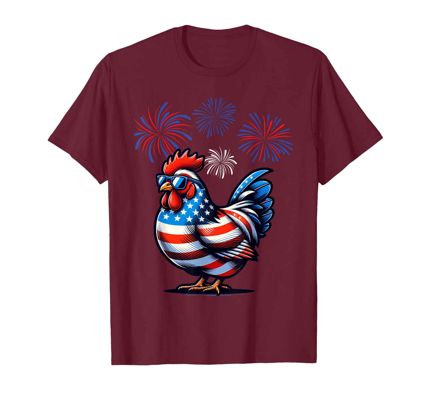 Red White Blue Chicken Farm Animal Patriotic 4th Of July T-Shirt