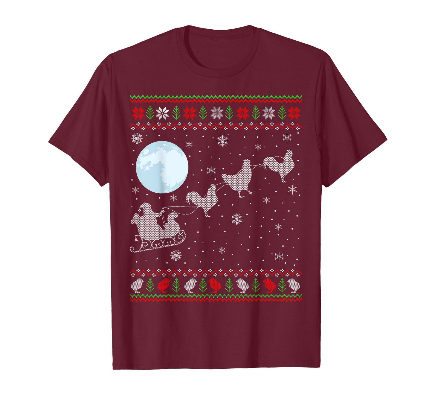 Ugly Chicken Xmas Gift Santa Riding Raindeer Chicken T-Shirt