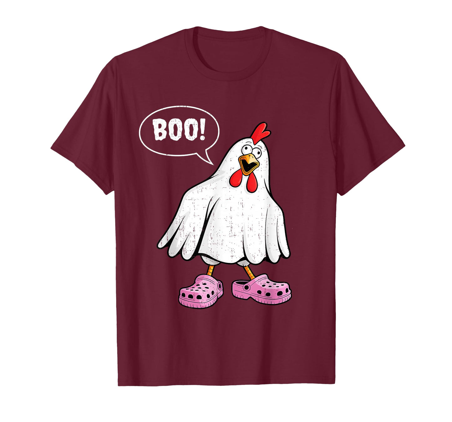 Cute Chicken Boo with Pink Shoes Funny Halloween Men Women T-Shirt