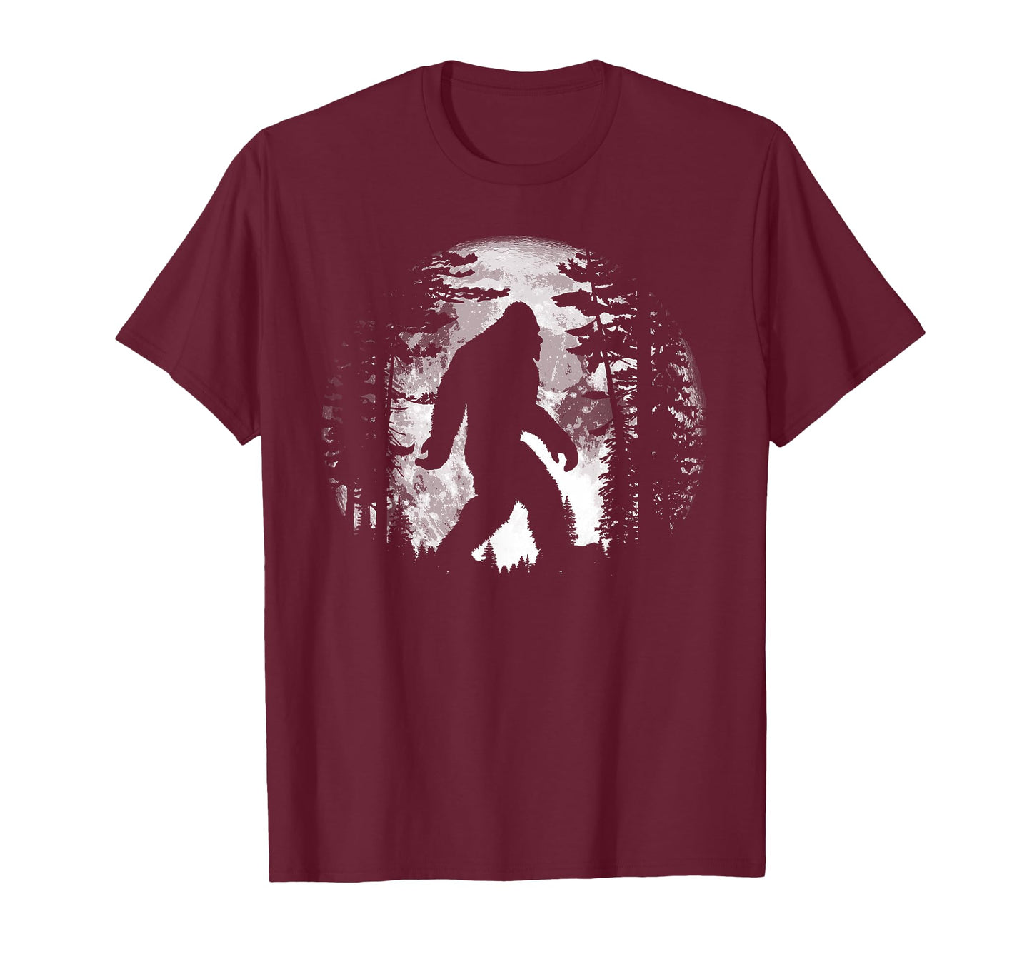 Bigfoot Night Stroll Cool Full Moon & Tree Tunnel Sasquatch T-Shirt