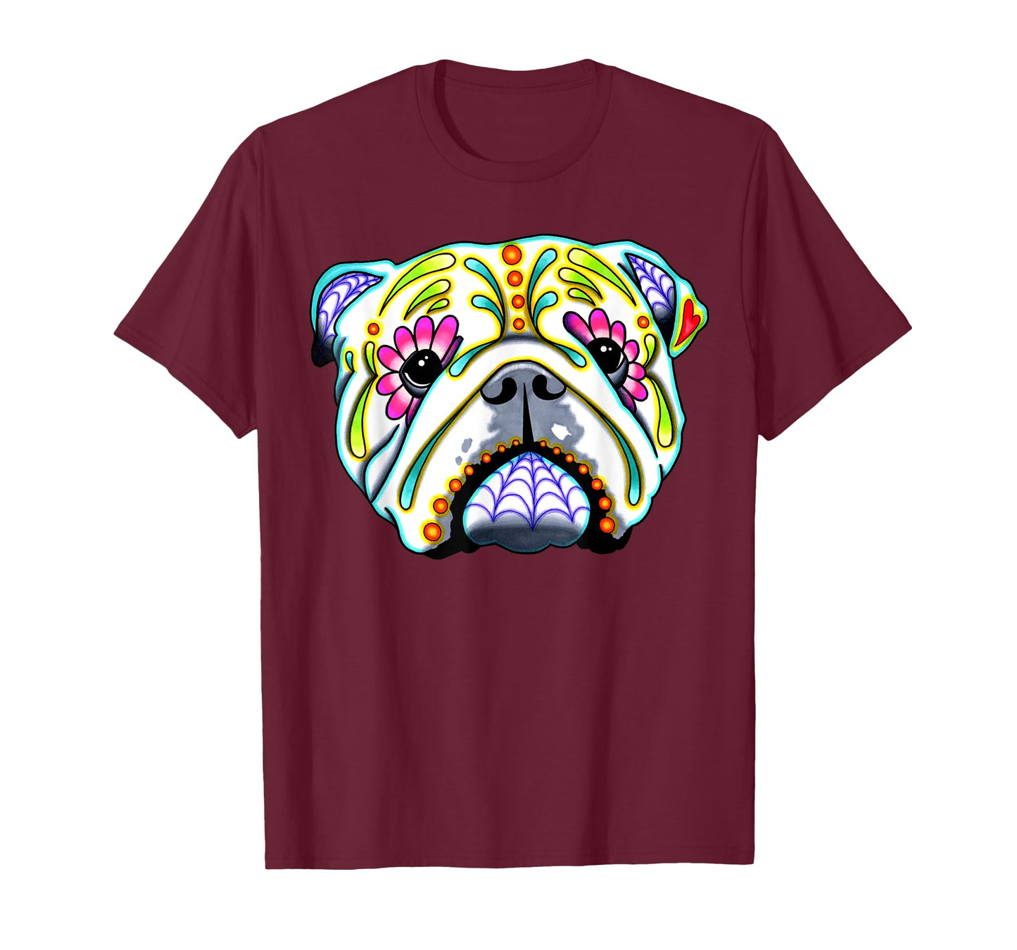 English Bulldog - Day of the Dead Sugar Skull Dog T-Shirt for Men Women Girls Kids