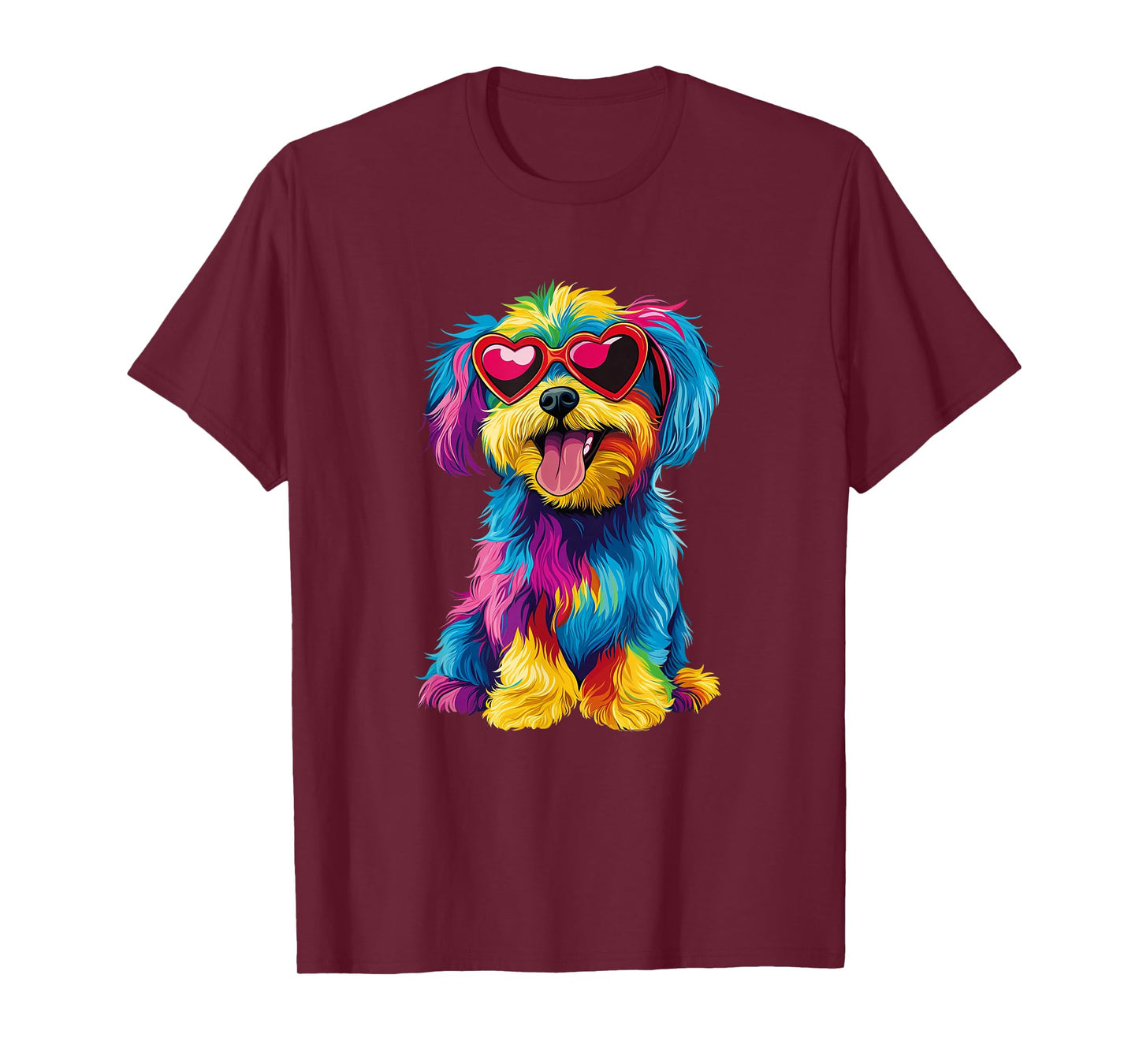 Rainbow Cute Dog Wearing Glasses Heart Puppy Love Dog Funny T-Shirt
