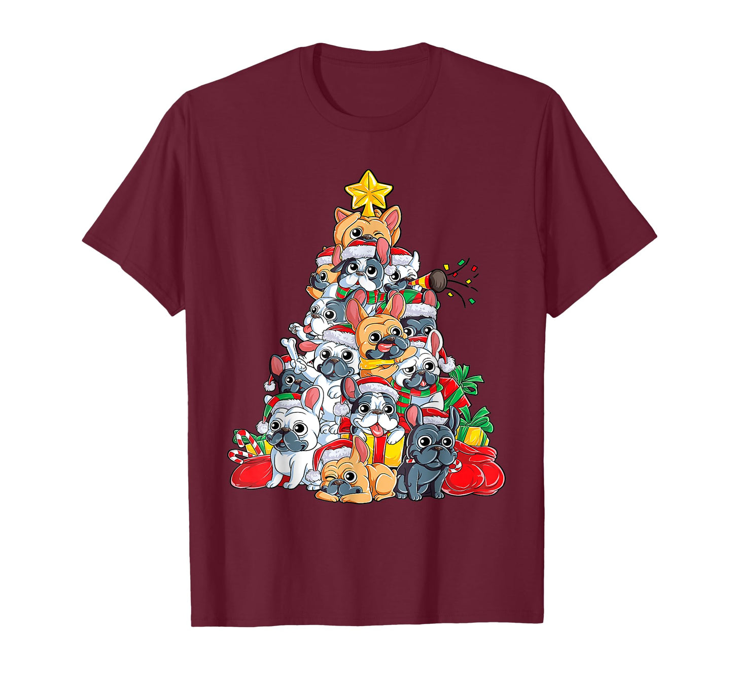 French Bulldog Christmas Tree Dog Santa Hat Xmas Boys Dogmas T-Shirt