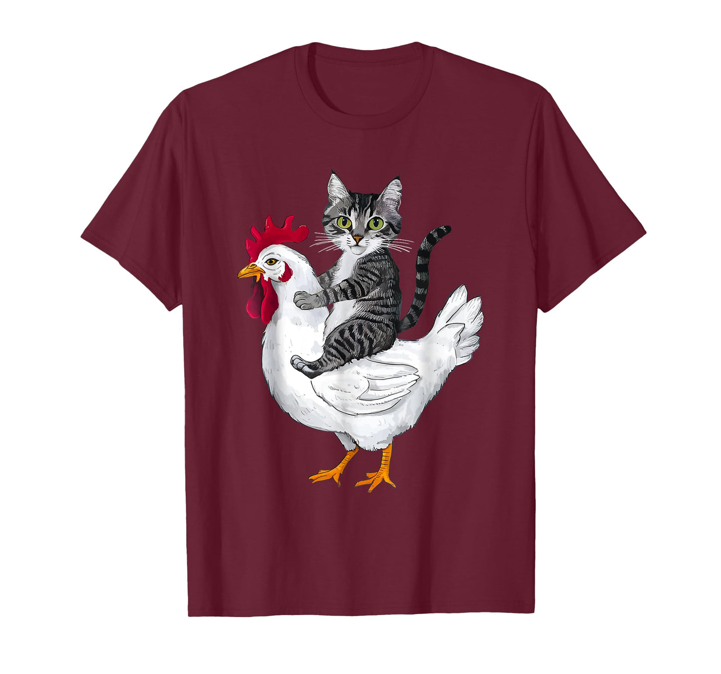 Funny Cat Riding Chicken T-Shirt for Men Women Girls Kids