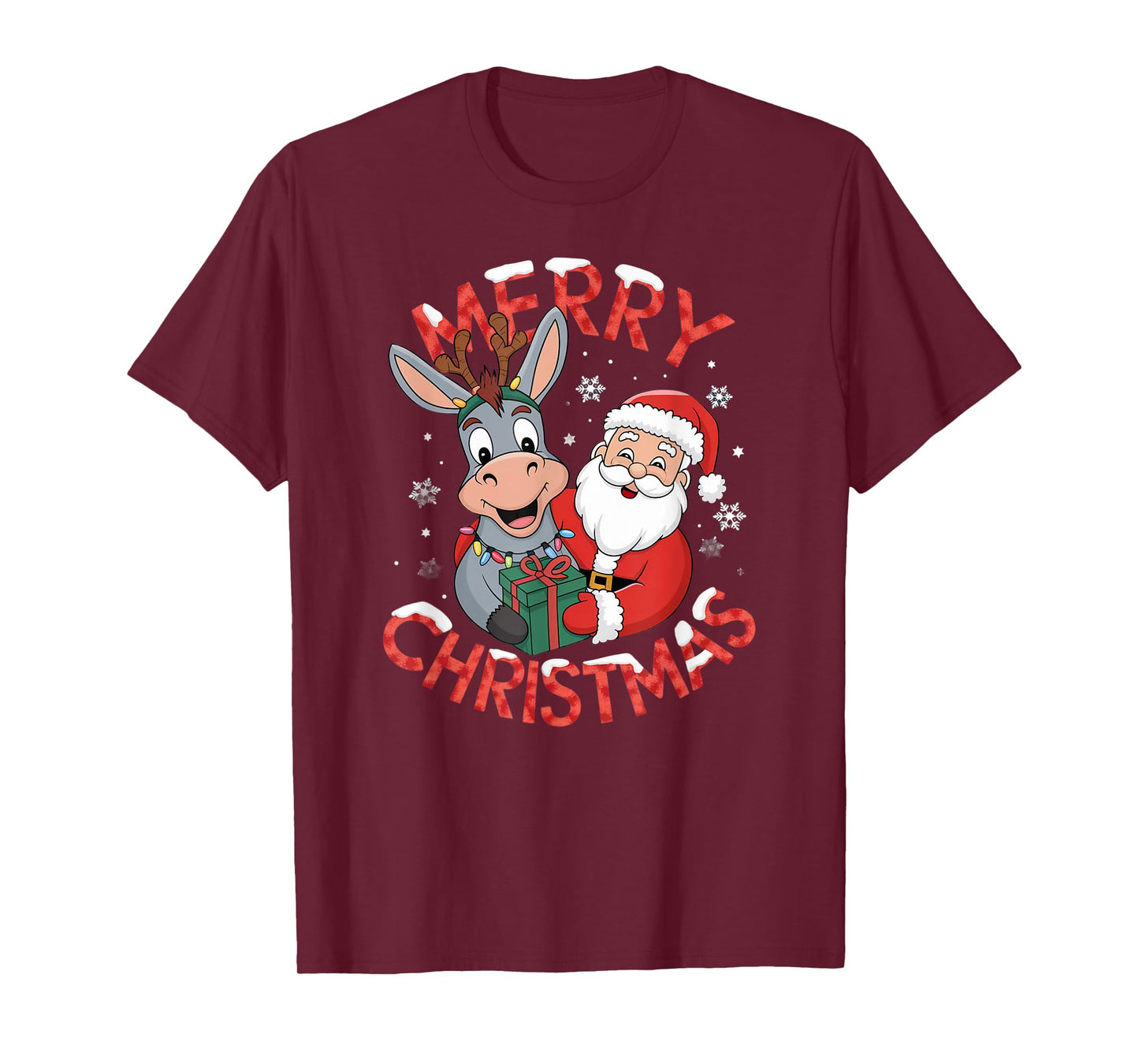 Cute Xmas Donkey Santa on Donkey Christmas T-Shirt