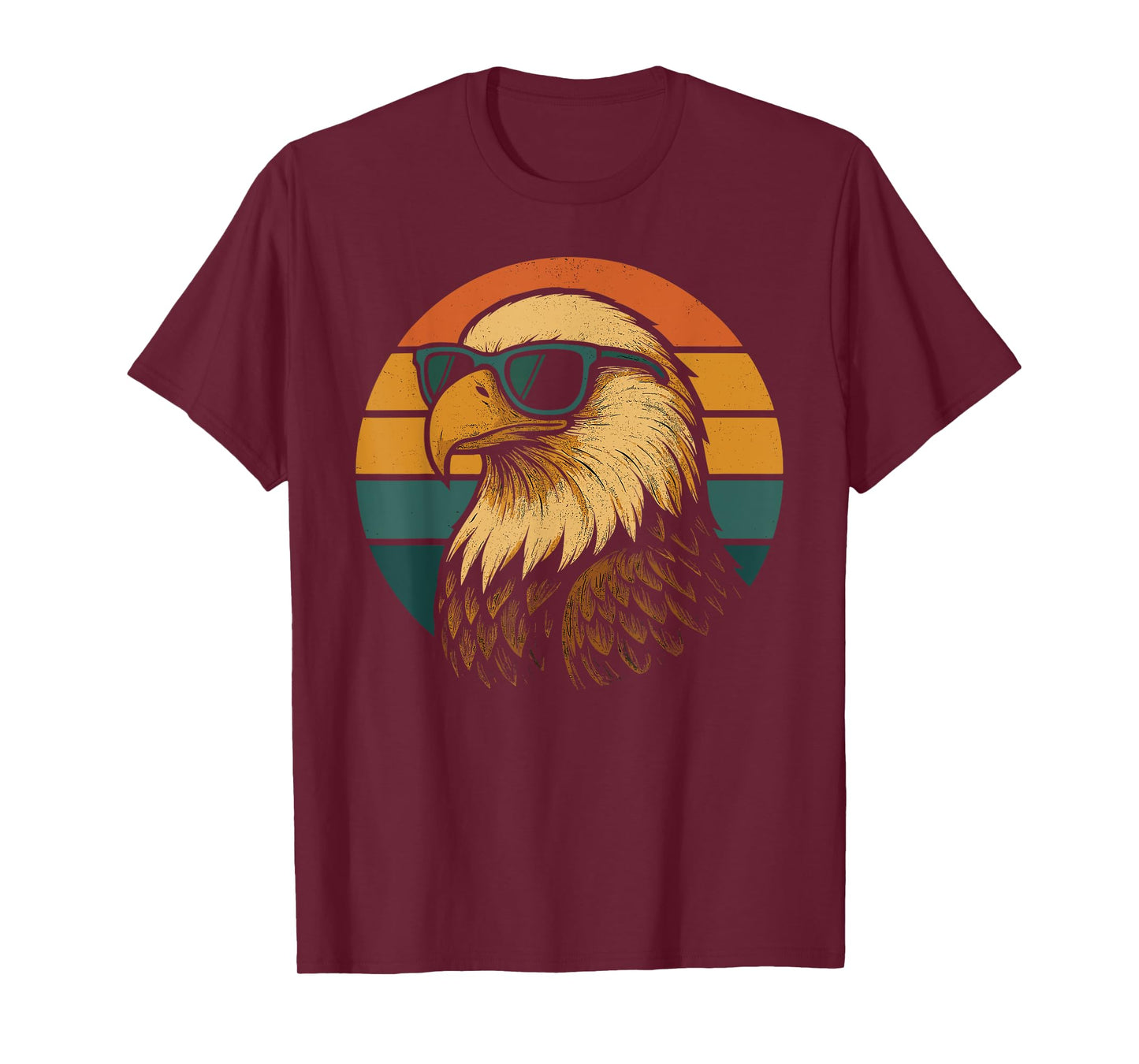 Cool Bald Eagle With Sunglasses Retro Patriotic T-Shirt