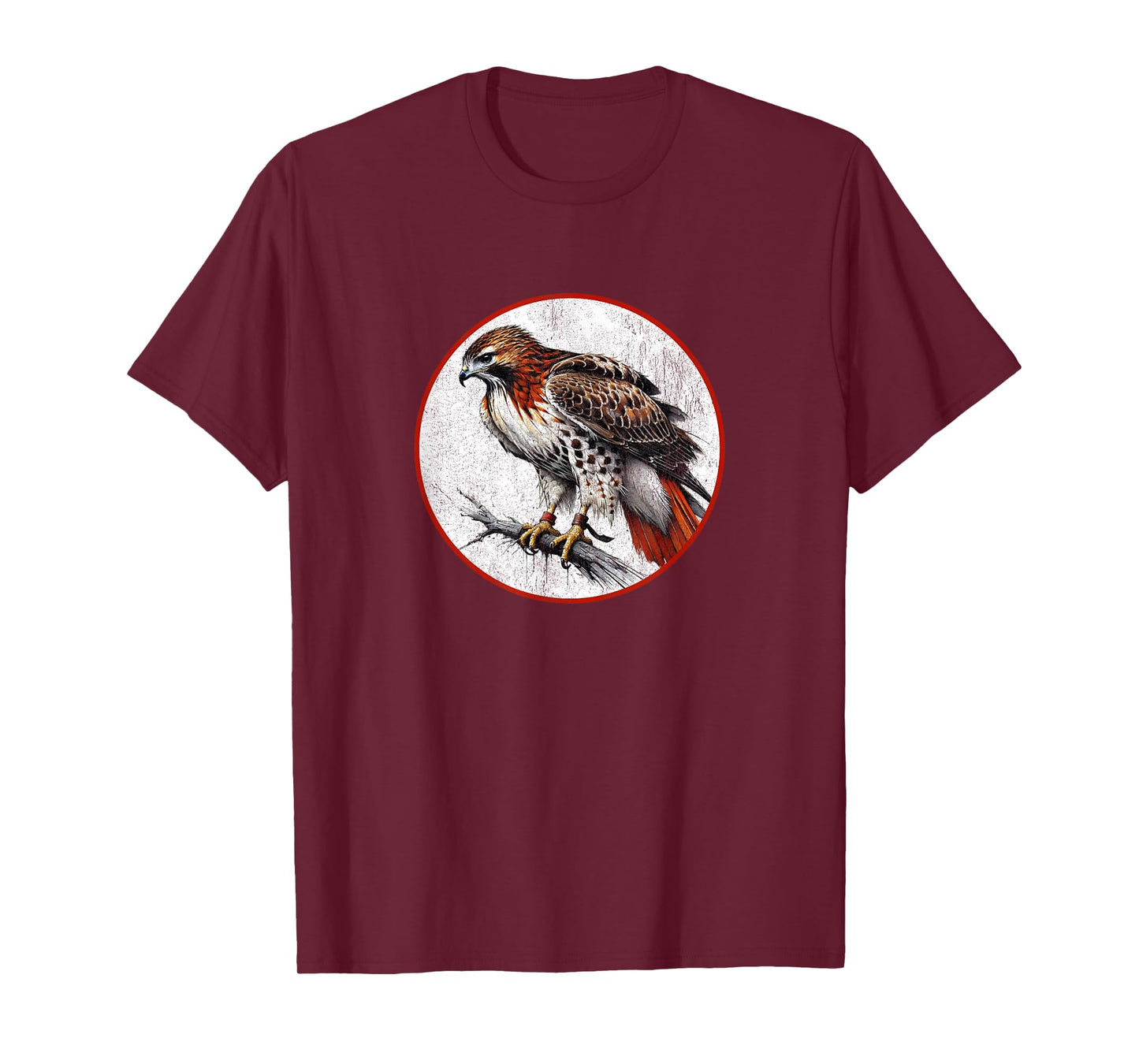 Colorful Retro Red Tailed Hawk Bird Design T-Shirt