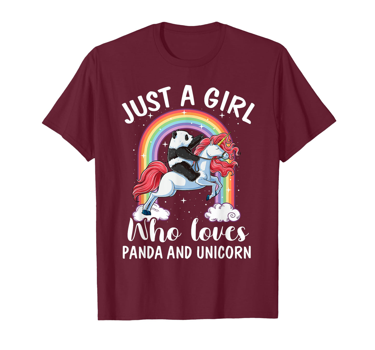 Just A Girl Who Loves Pandas And Unicorns Panda Ride Unicorn T-Shirt