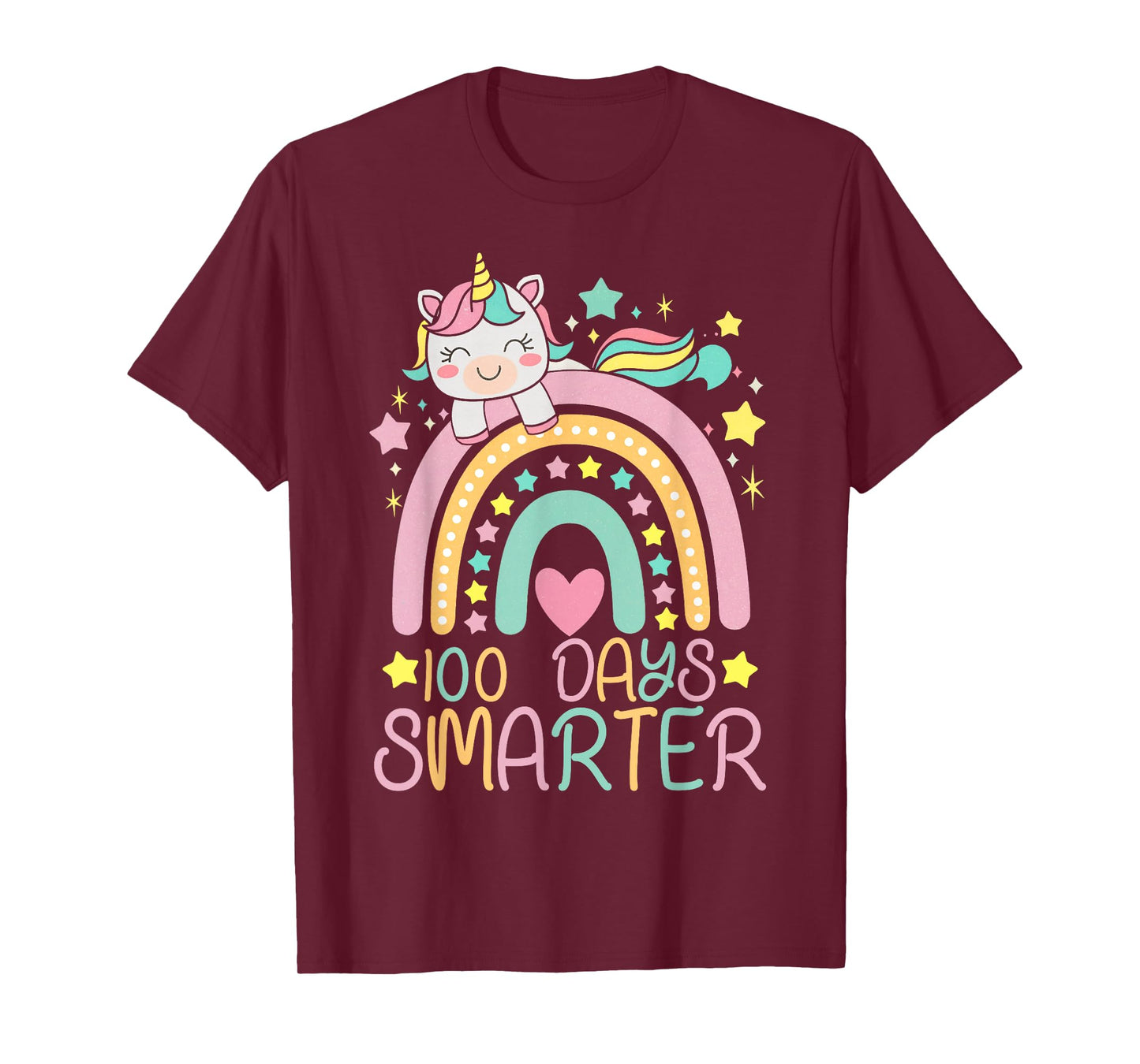 100 Days Smarter Kids Girls Unicorn 100th Day of School T-Shirt