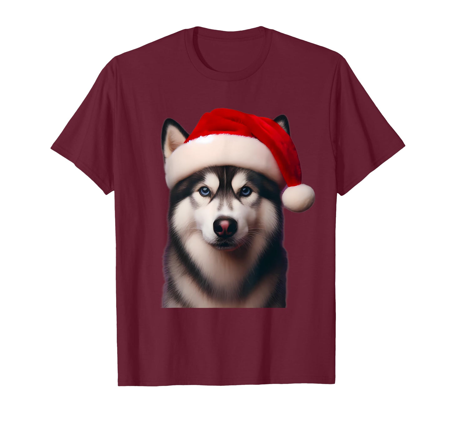 Siberian Husky With Santa Hat Christmas Xmas Dog Owner Lover Men Women Kids T-Shirt