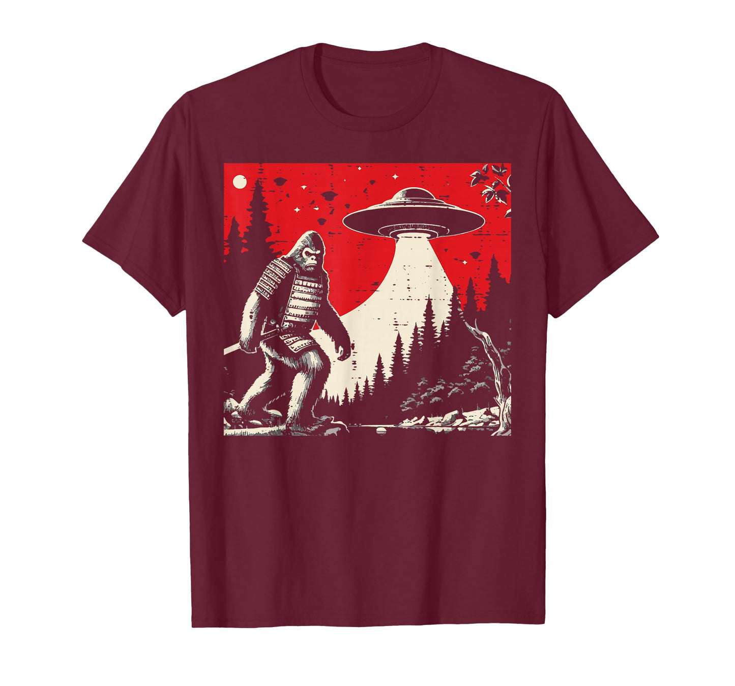 Japanese Bigfoot Samurai UFO Alien Sasquatch Men Women Kids T-Shirt