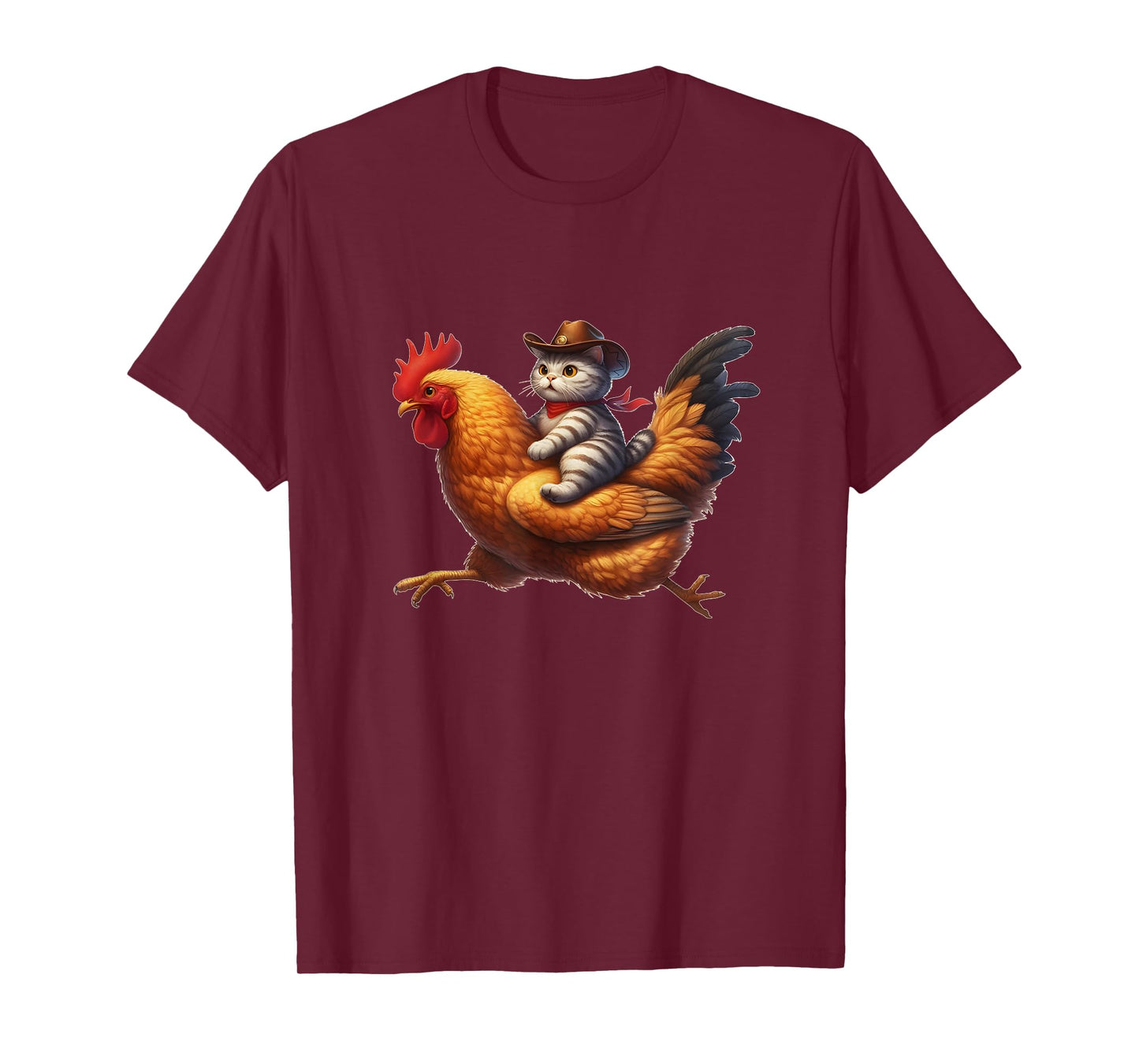Funny Cat Riding Rooster Rodeo Cowboy Cat Riding Chicken T-Shirt