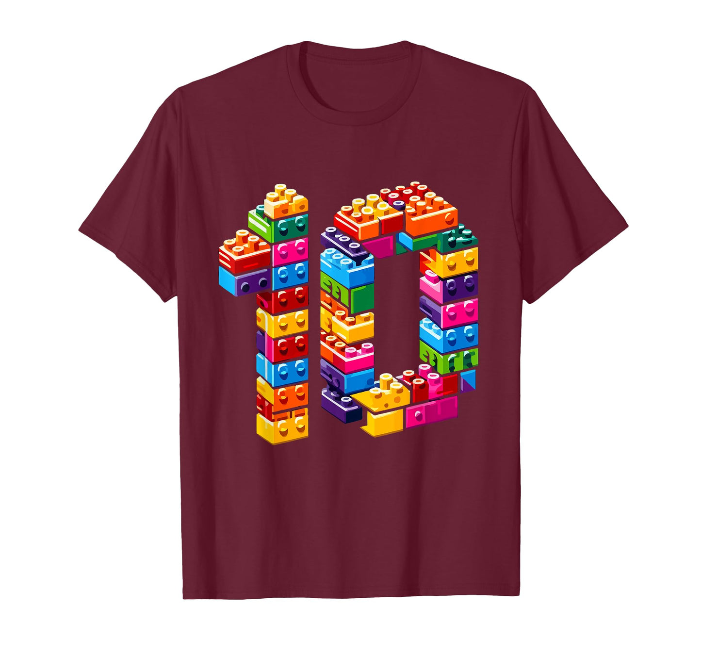 10 Year Old Blocks Building Master Builder 10th Birthday Boy T-Shirt