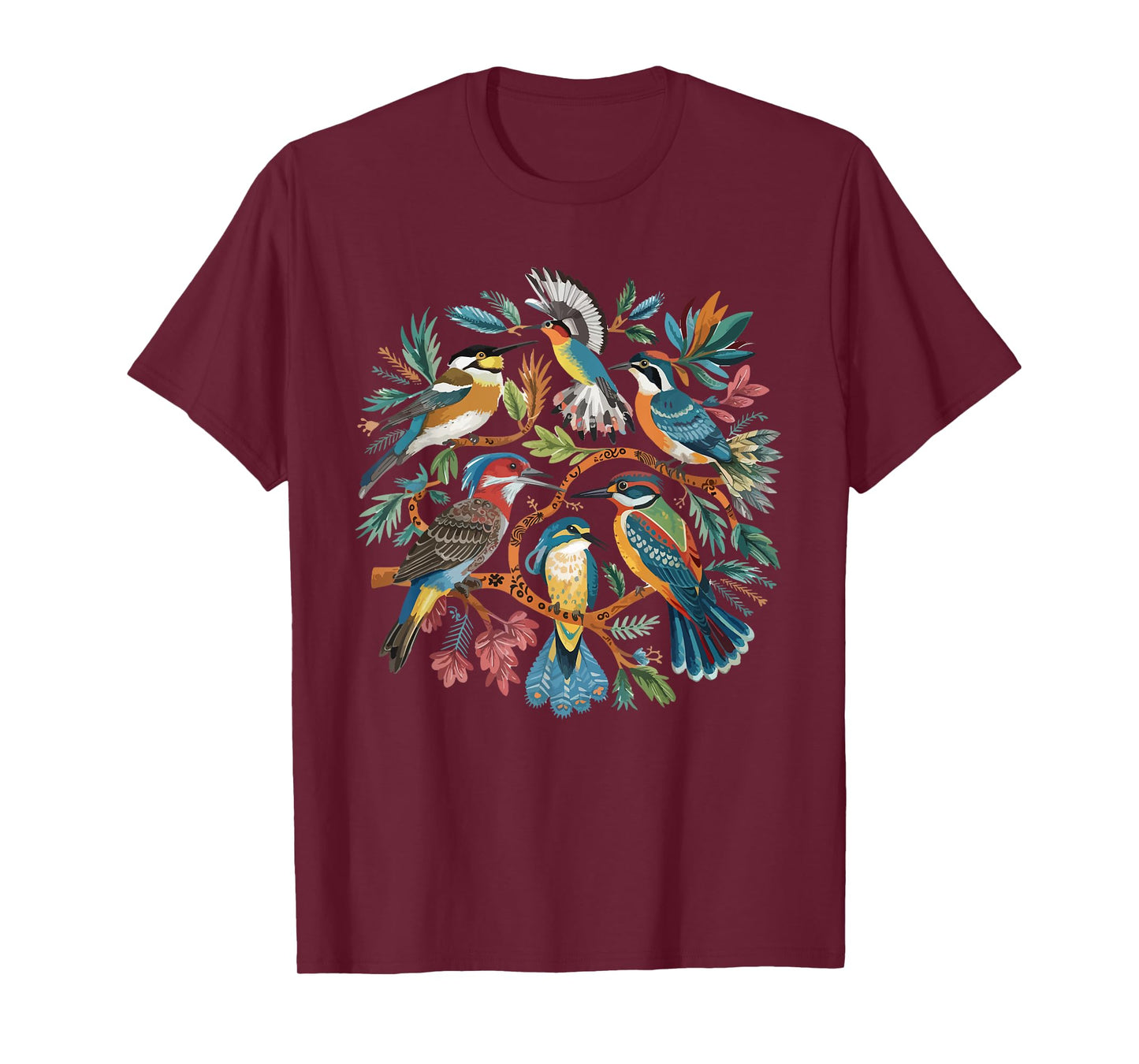 Enchanted Forest Bird Gathering Artistic Bird Watching T-Shirt