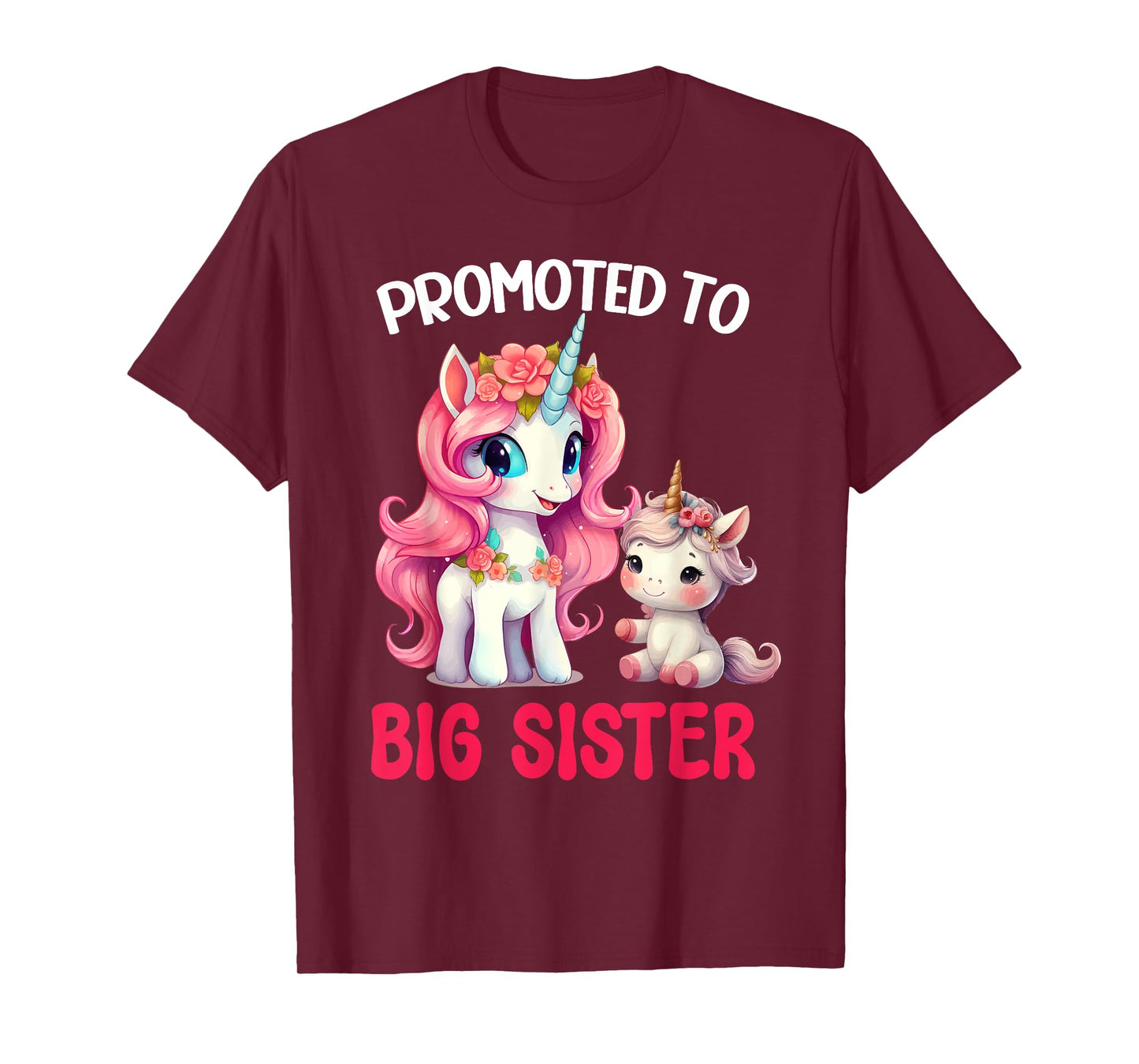 Promoted to Big Sister Girls Cute Unicorn Older Sister T-Shirt