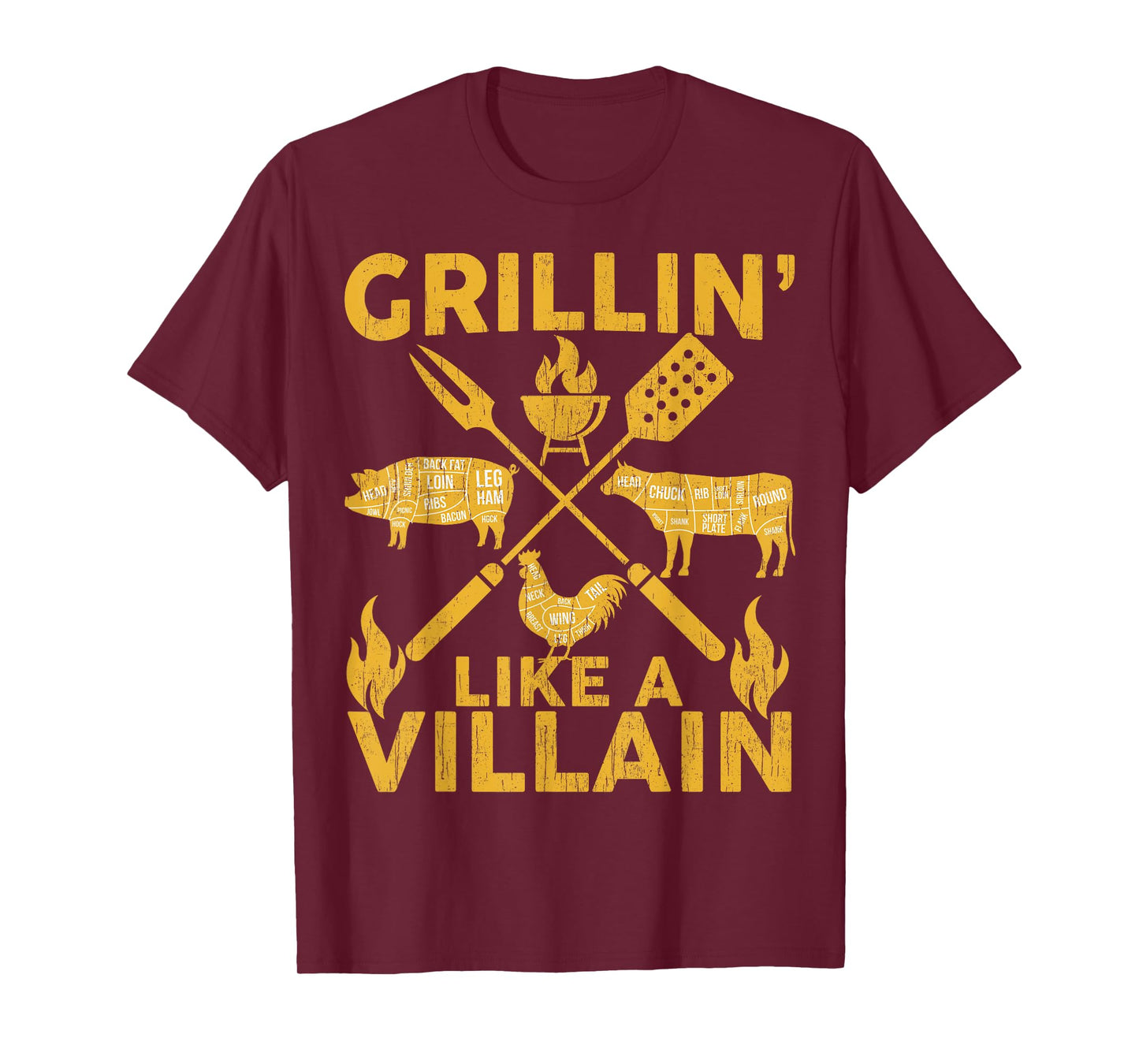 BBQ-Shirt Funny Grillin Like A Villain Barbecue Grilling Men T-Shirt