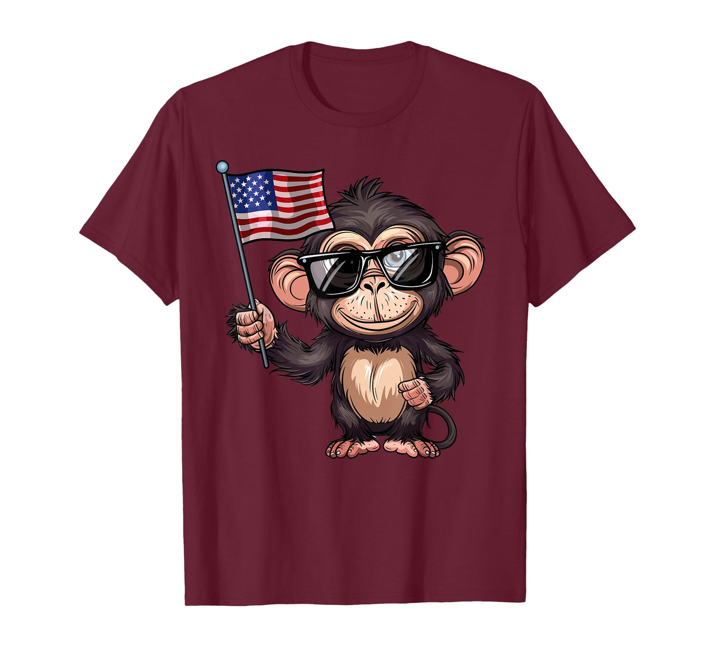 Monkey USA Flag - Funny Monkey Lovers 4th of July Women Girls Kids Men T-Shirt