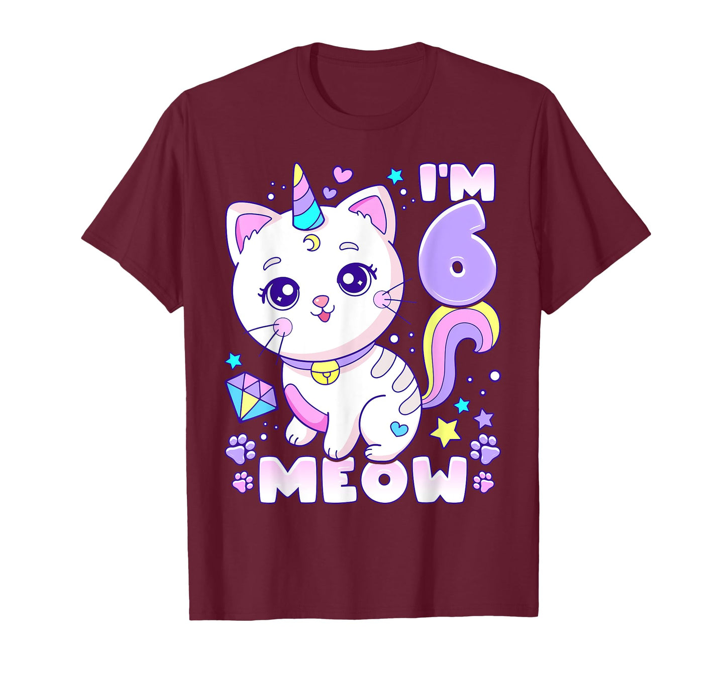 Birthday girl 6 years old, cat, unicorn, 6th birthday T-Shirt