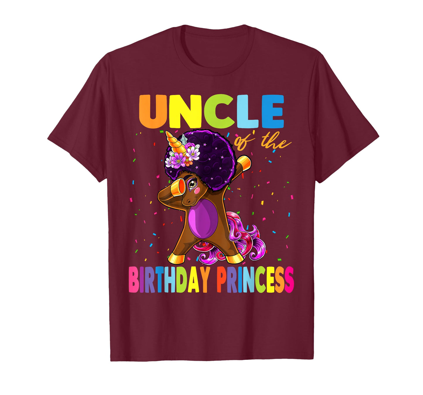 Dabbing Unicorn Afro Uncle of the Birthday Princess T-Shirt