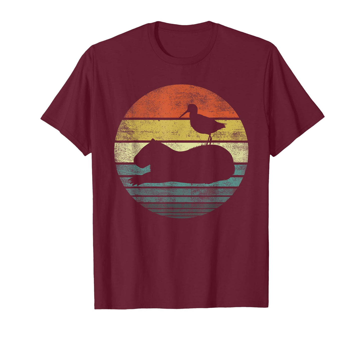 Bird and Capybara Lover Gifts Vintage Zoo Animal Silhouette T-Shirt