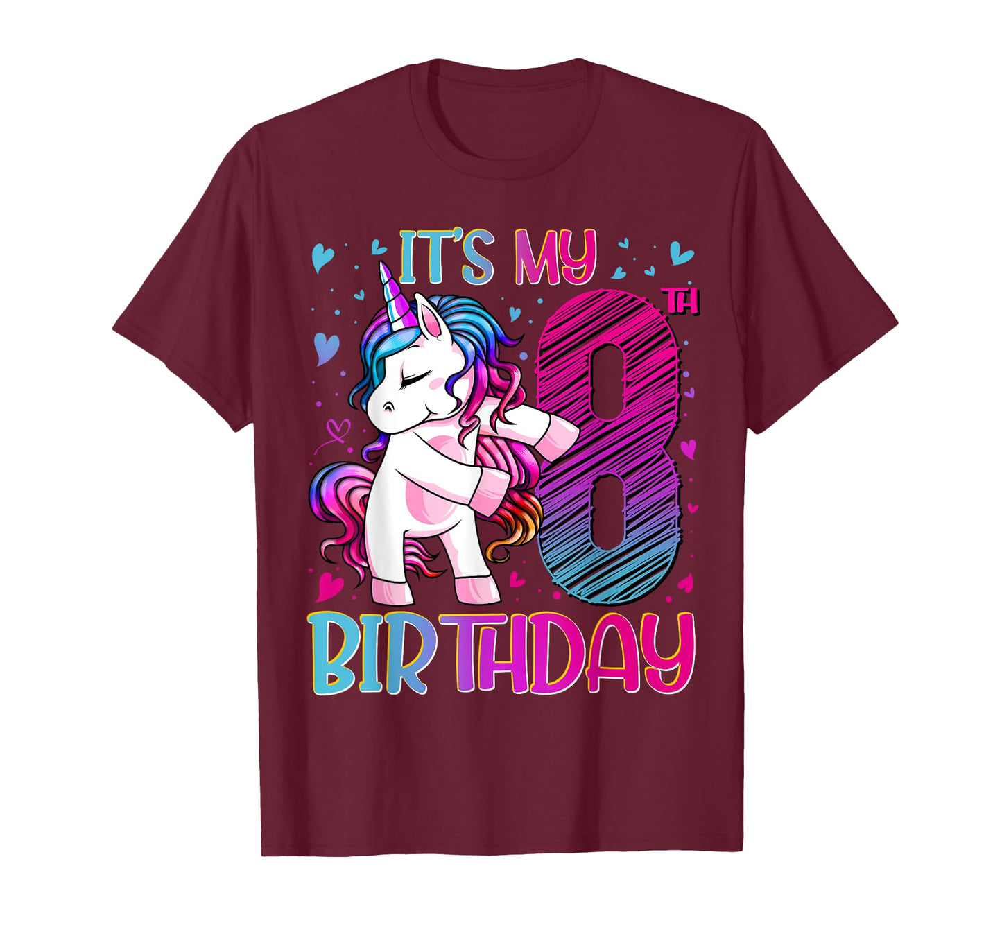 8 Year Old Gifts Unicorn Flossing 8th Birthday Girl Party T-Shirt