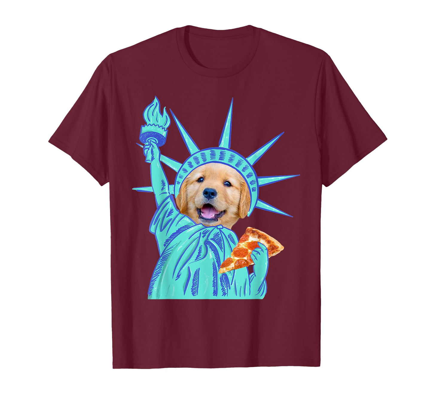 Statue Of Liberty Dog Shirt Animal Lover Pizza Slice T-Shirt for Men Women Kids