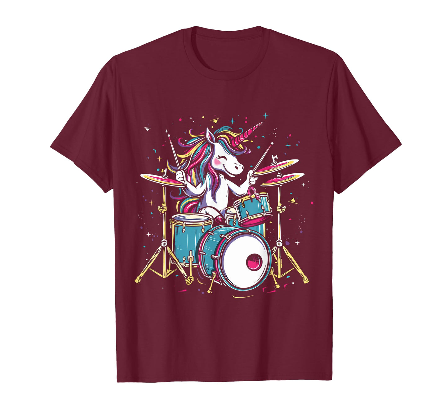 Funny Unicorn Playing Drums Drummer Musician Band Drumming T-Shirt
