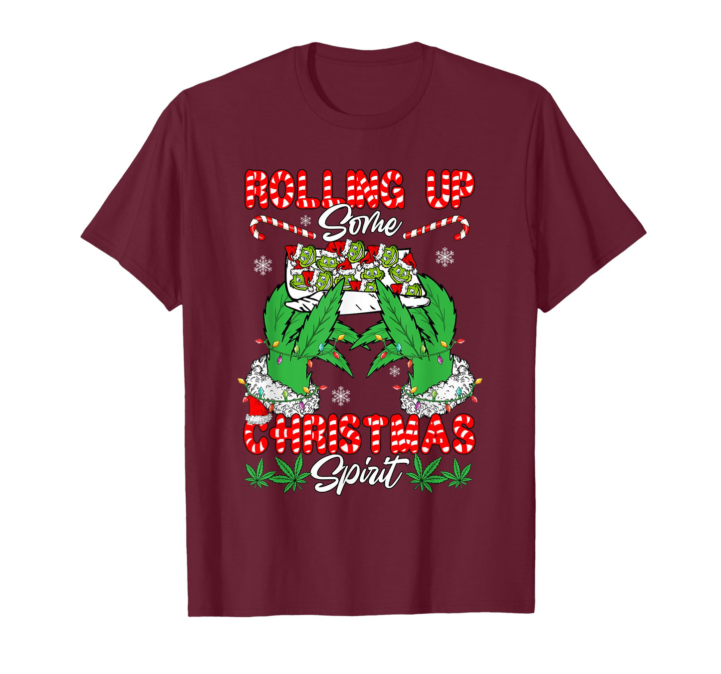 Rolling Up Some Xmas Spirit Funny Santa Smoker Stoner Lover T-Shirt