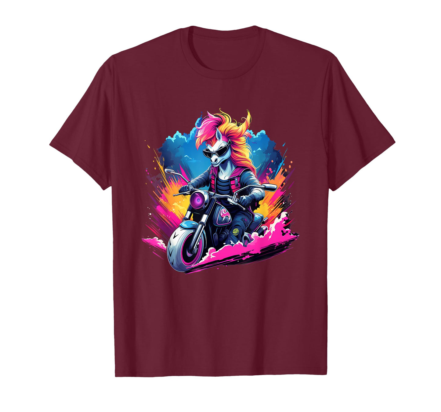Biker Unicorn Riding Motorcycle T-Shirt